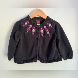 Tea Collection Cardigan Floral Embroidery Navy & Pink 18-24M Baby Girl
